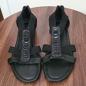 Good Soles by Catherines - Black Sandal Rhinestone & Bling  Size 10, NWOT